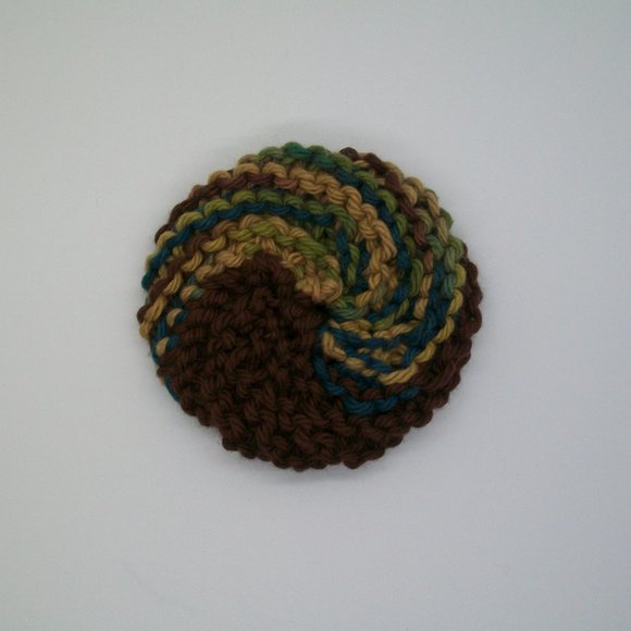 Handmade Knit Brown Cotton Wash Dish Spa Cloth Scrubbie Set - Picture 4 of 5